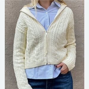 Djerf Avenue Cream Cable Knit Cardigan